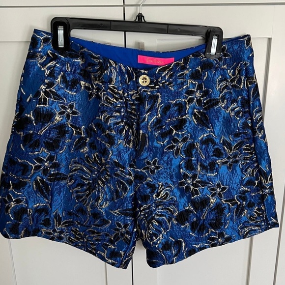 Lilly Pulitzer Blue Textured Shorts Sz 8 EUC